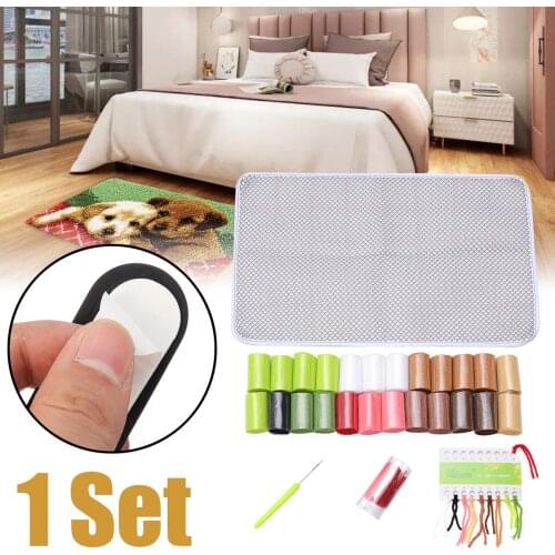 Latch Hook Rug Kit Two Dogs Carpet Mat Pre-cut Rug Yarn Color Card Embroidered Cloth Color Drawings DIY Craft Cross Stitch Tool