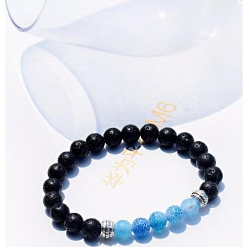 Natural Black Lava Stone Bracelet For Men 2020 Vintage Blue Natural Stone Beads Bracelets 8mm Chakra Bracelet For Lady