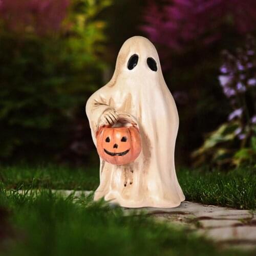 NEW Halloween Scary Ghost Pumpkin Statue Resin Ornament Garden Decor Party Haunted House Props Decoration