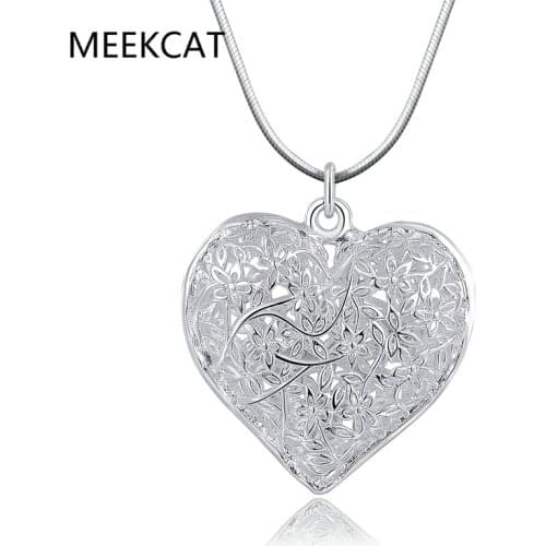 New Hollow Out Flower Heart Tree Of Life Pendant Necklace For Women 925 Serling Silver Fine Jewelry Pendants Necklace Collier