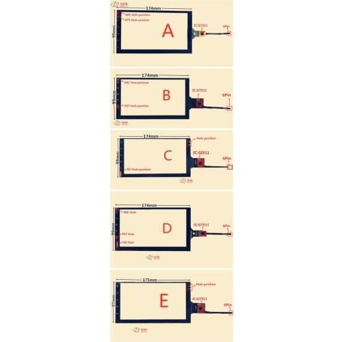 New 7 inch 6Pin GT911 174mm*99mm Capacitive Touch Digitizer Car DVD GPS navigation multimedia Touch screen panel Glass