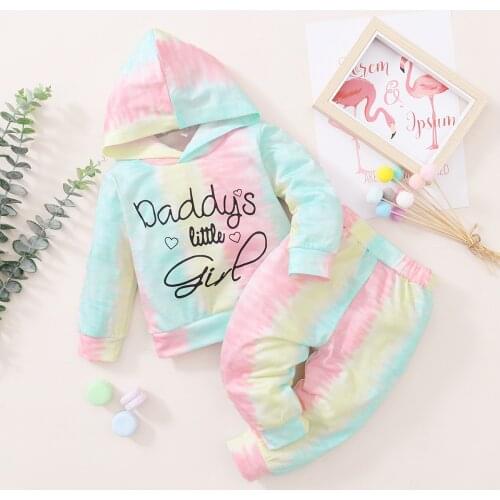 Infant Toddler Newborn Baby Girl Clothes Tie Dye Side Pink Coat Hoodie Top Sweatshirt Pants Leggings Outfits Set Hooded