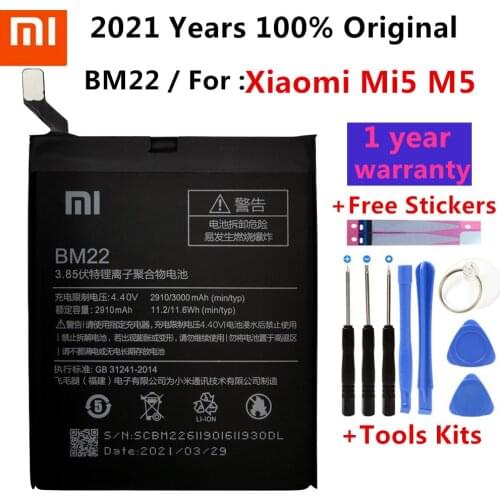 Xiao Mi Original Phone Battery BM22 for Xiaomi Mi 5 Mi5 M5 3000mAh High Quality Replacement Battery Retail Package Free Tools