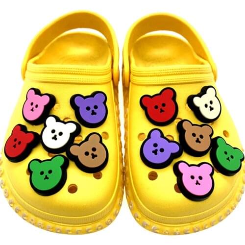 50PCS Wholesale Cartoon Animal Bear Icon Shoes Charms Colorful Decoration Buckles Jibizt For Croc Accessories Kids Party Gifts