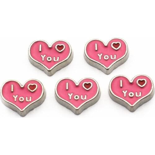 12pcs/lot heart Charms l love you Floating Charms for Floating Memory charms Lockets DIY Jewelry