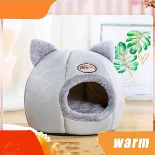 Fully Enclosed Cat Bed Litter Ear Cats House Warm Comfortable Pet Bed Washable Supplies For Cats Soft Dog Kennel