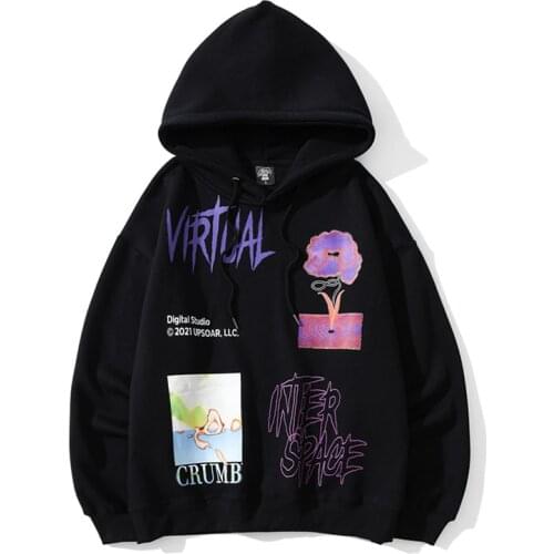 Casual Fleece Hoodie Sweater With Thick Print Hoodie Pullover Harajuku College Style Fashion Male Streetwear