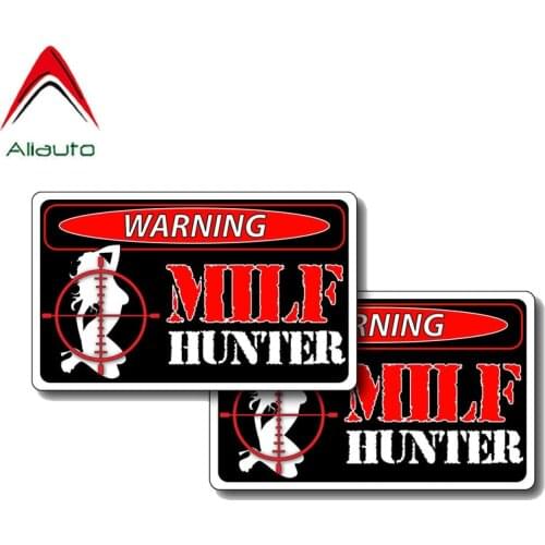Aliauto 2 X Warning Car Sticker Sexy Girl Milf Hunter Decal Accessories PVC for Honda Volkswagen Toyota Nissan Suzuki,12cm*7cm