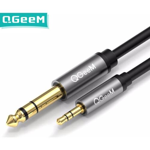 QGEEM 3.5mm to 6.35mm Adapter Aux Cable for Mixer Amplifier CD Player Speaker Gold Plated 3.5 Jack to 6.5 Jack Male Audio Cab