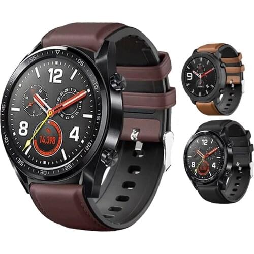 22mm Leather silicone watch strap for Huawei Watch GT GT2 46 Smart watch Accessories bracelet for Honor Watch Magic 2 46mm band