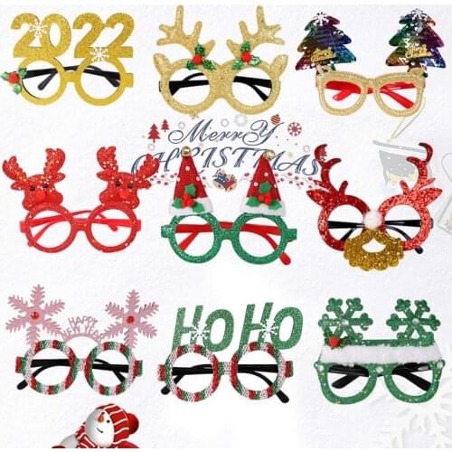 Christmas Hat Glasses Frame Christmas Decoration Glasses Children Christmas Gifts Holiday Supplies Party Creative Glasses Frame