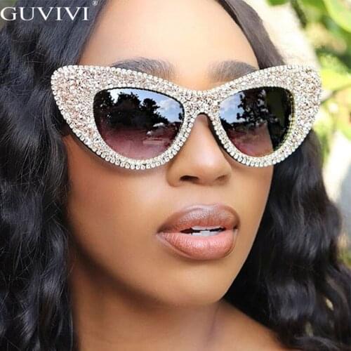 Oversized Cat Eye Sunglasses Women Diamond Sunglasses Rhinestone Glitter Sunglasses Men 2020 Luxury Brand Eyewear UV400
