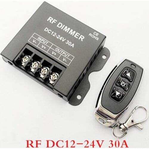 LED Dimmer DC12V-24V 8A 20A 30A 3Key LED Single Color Dimmers Controller with RF Wireless Remote for 5050 Single Color LED Strip