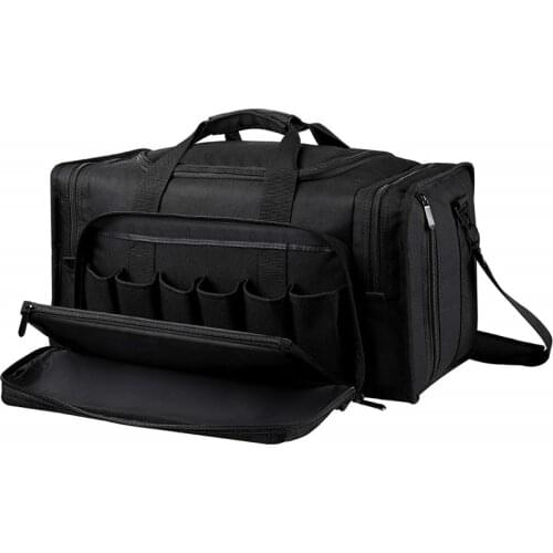 Outdoor Tactical Gun Range Bag Shooting Duffle Bags for Handguns Pistols with Lockable Zipper and Heavy Duty Antiskid Feet
