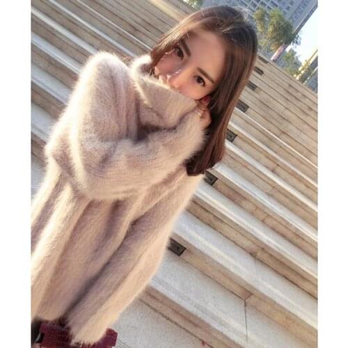 Warm color Plush mink cashmere turtleneck thickened turtleneck sweater shirt in the long section free shipping S50