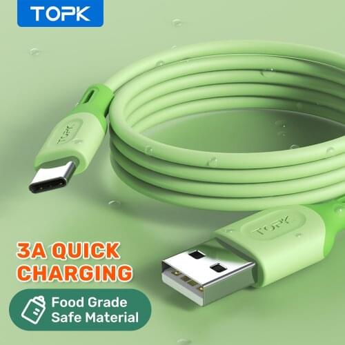 TOPK AN84 3A Micro USB Type C Cable Silicone Fast Quick Charge Mobile Phone Cables Wire for Charging Cord for Samsung Xiaomi