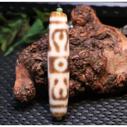 UPD0319A6 Tibetan Old Agate Patina Orange Color Lianshifaqi Long dZi Bead Amulet Pendant L LKbrother Top Quality