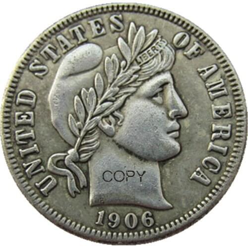 US Barber Dime 1906 P/S/O Silver Plated Copy Coins