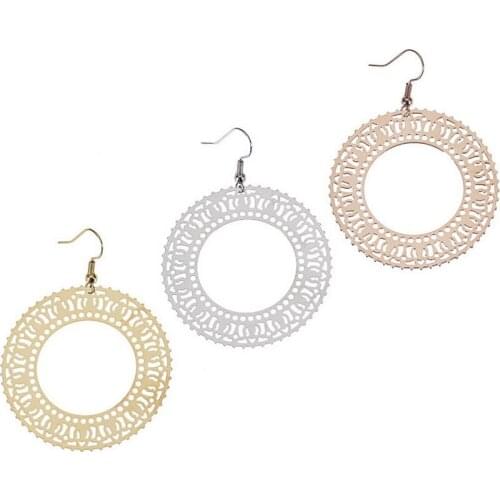 Splendid Gold Filigree Round Earrings for Women 2021 New Simple Boutique Jewelry High Quality Gifts for Her