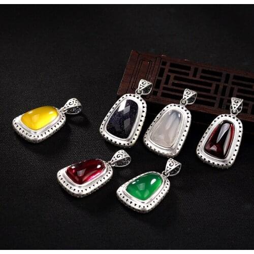 100% 925 Sterling Silver Garnet Chalcedony Pendnat For Women Peacock New Arrival Silver Pendant Necklace Fine Jewels Wholesale