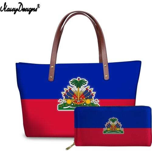NOISYDESIGNS 2021 Flag of Haiti Print Women Long Wallet Storage Money Bags Fashion Handbag Zipper Clutch Coin Purse Shoulder Bag