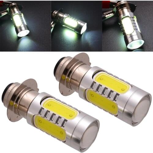 1 Pair H6M P15D-25-1 Headlight 12V 7.5W White COB LED Motorbike Bulb For Yamaha Rhino 660 Timberwolf 250