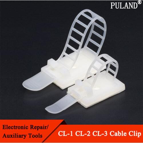 10pcs CL-1 CL-2 CL-3 Cable Clips Self Adhesive Mount Wire Clamp Line Tie Fixed Adjustable Fasten Organizer Holder White Black