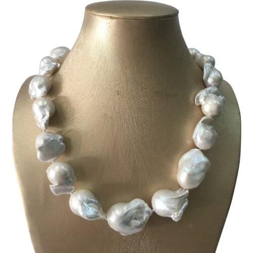 100% NATURE FRESHWATER BIG Baroque PEARL NECKLACE-50 cm-80 cm,HIGH quality 16-24 mm nature white white pearl,925 SILVER CLASP