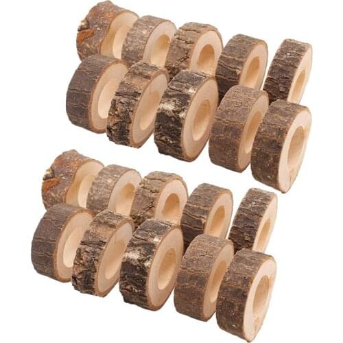 20 Pcs Wooden Napkin Ring Christmas Napkin Ring Holders Round Serviette Holder Decorative Napkin Rings 1.18In