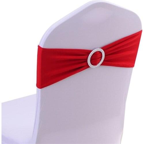 50pcs/lot Stretch Lycra Spandex Chair Covers Bands With Buckle Slider For Wedding Decorations Wholesale Chair Sashes Bow