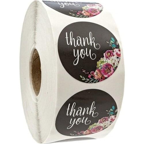 500Pcs/Roll 1 Inch Thank You Stickers Labels Roll for Business Favors Birthday Gift Bags Baby Shower Wedding Labels