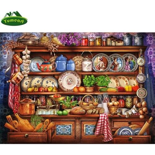 5D Diy Diamond Painting Cross Stitch Cupboard Food Full Square Diamond Art Picture of Embroidery Sale Kitchen Wall Decoration