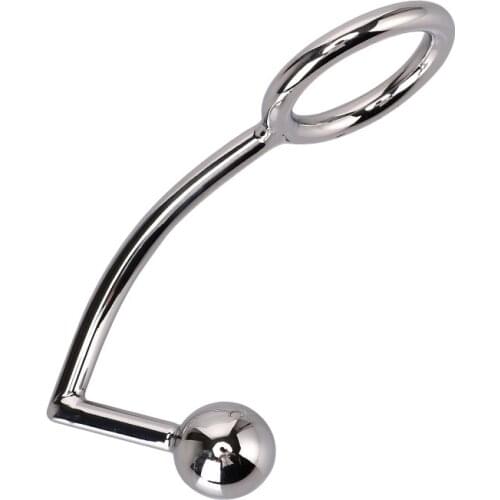 Stainless Steel Anal Hook with Penis Ring Metal Butt Plug Anal Plug Penis Lock Anal Dialtor Prostate Massager Sex Toy For Couple