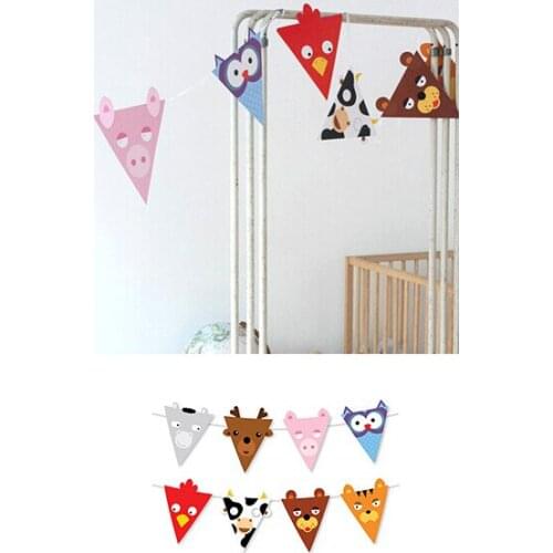 1.8 Meter cartoon ear flower pennants Paper Flag Birthday Party Decoration Banner Bunting for Children kids