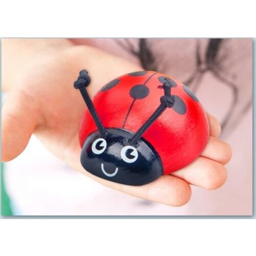 Montessori Counting Ladybug Wooden Educational Toys 0-10 Numbers Count Beetle GXMB