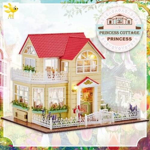 DIY-KIT Doll House Miniature DIY Dollhouse With Furnitures Wooden House Pricness HutToys For Children Birthday Gift A033