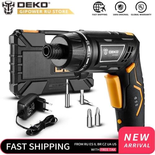 DEKO DCS3.6DU2 Cordless Electric Screwdriver DIY Household Rechargeable battery Screwdriver with Twistable Handle with LED Light
