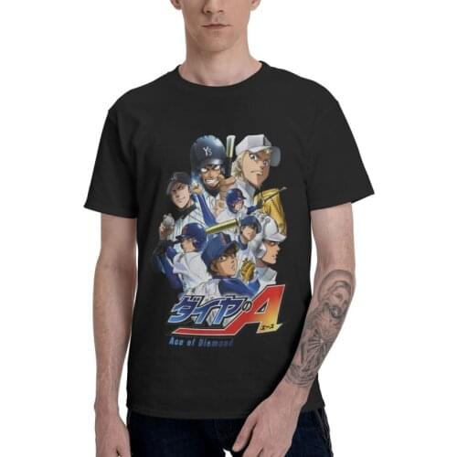 Diamond No Ace Classic Anime T-shirt Men Streetwear T Shirts Short Sleeve Funny Manga Kazuya Miyuki Tshirt 100% Cotton Tee Top