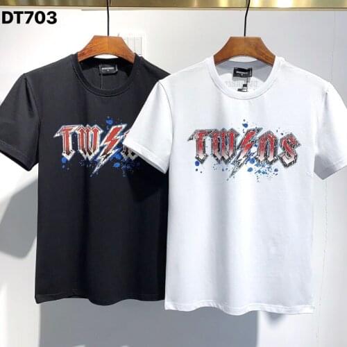 DSQ2- Classic Men Women Cotton T-Shirt Letter Printed Crew Neck Short Sleeve Shirt Hip-Hop Dsquared2 1964 Style dt703