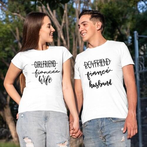 Girlfriend Fiance Wife Boyfriend Husband Couple Matching T Shirts Streetwear White Graphic Tees Tops Clothes Engagement Gift