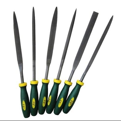 Hot 6 Pcs Plastic Handle Flat Square Round Needle Files Set