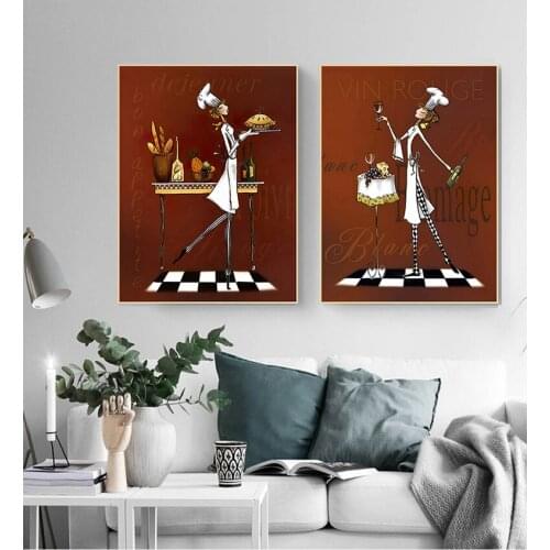 Pictures For Kitchen Decor Home Decor No Framed Nordic Creative Female Chef Canvas Painting Wall Posters Prints Wall Art