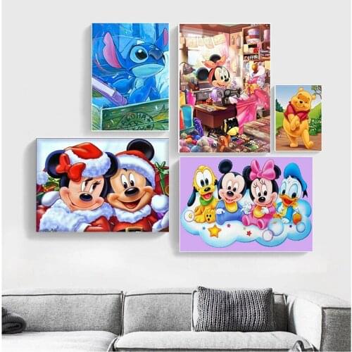 Canvas Paintings Disney Cartoon Mickey Mouse Pooh Anime Posters and Prints Wall Art Pictures for Living Kid Room Home Decoration