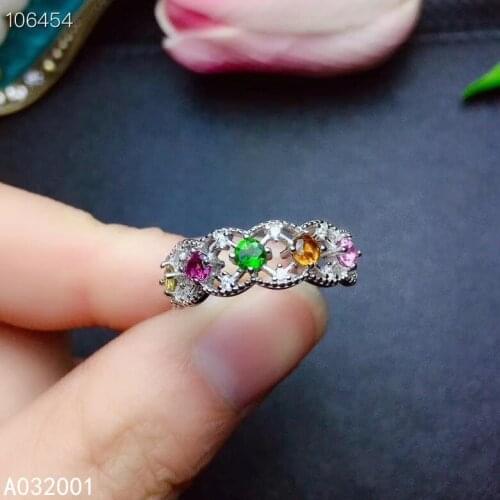 KJJEAXCMY fine jewelry natural Tourmaline 925 sterling silver new women gemstone ring support test popular
