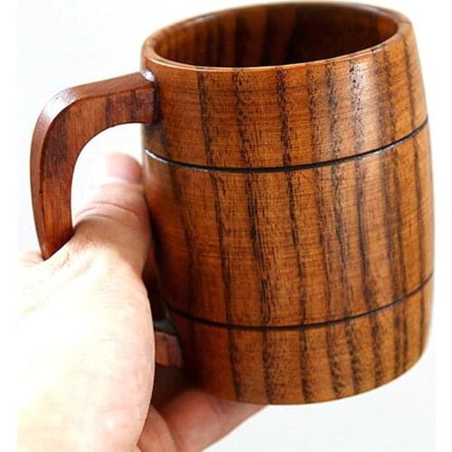 Hot Handmade Solid Coffee Mug Hammered Pure Copper Moscow Mule Mugs with Brass Handle Large Capacity Wooden Cup