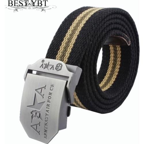 Best YBT Men Canvas Belt Alloy Automatic Buckle Belt Hot Outdoor Thickening Casual Weave Double A High Quality Cowboy Belts
