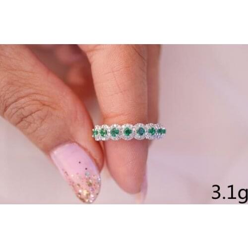Fashion Ladies Ring Simple Silver Light Luxury Emerald Diamond Ring Temperament Girl Birthday Party Jewelry Factory Direct Sales