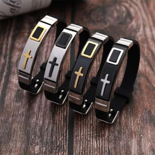 Fashion Adjustable Bracelet For Women Mens Bracelets On Hand Stainless Steel Bangles Couple Bracelets Christ Cross Jewelry