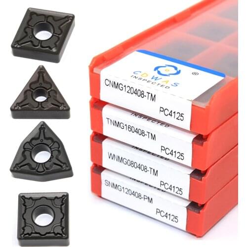 10PCS CNMG120408 TNMG160408 WNMG080408 SNMG120408 TM PC4125 Carbide Insert High Quality External Turning Tool Lathe Cutter Tools