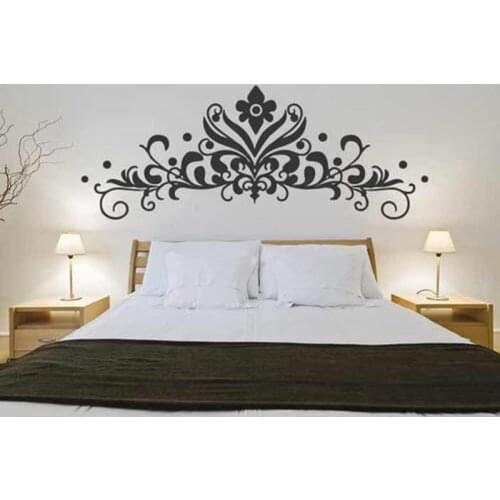 Baroque Headboard Wall Decal Sticker Bedroom Decorative Mural Removable Vinyl Flowers Wall Stickers Home Decor Living Room D531